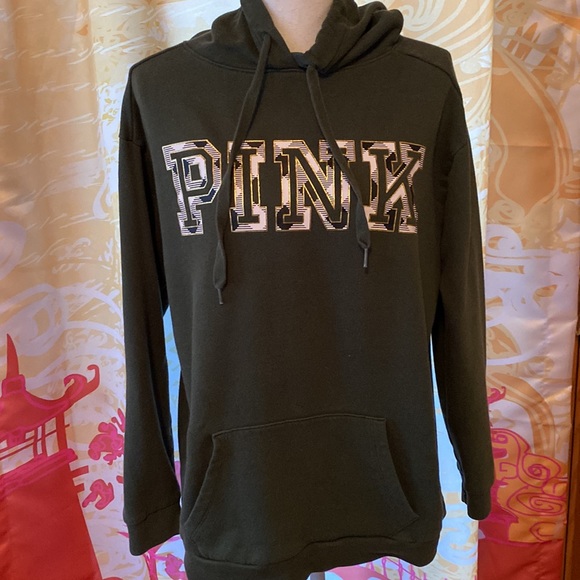 PINK VICTORIA SECRET BURGUNDY SWEATSHIRT AND GREEN HOODIE BUNDLE SZ SMALL - Picture 2 of 8